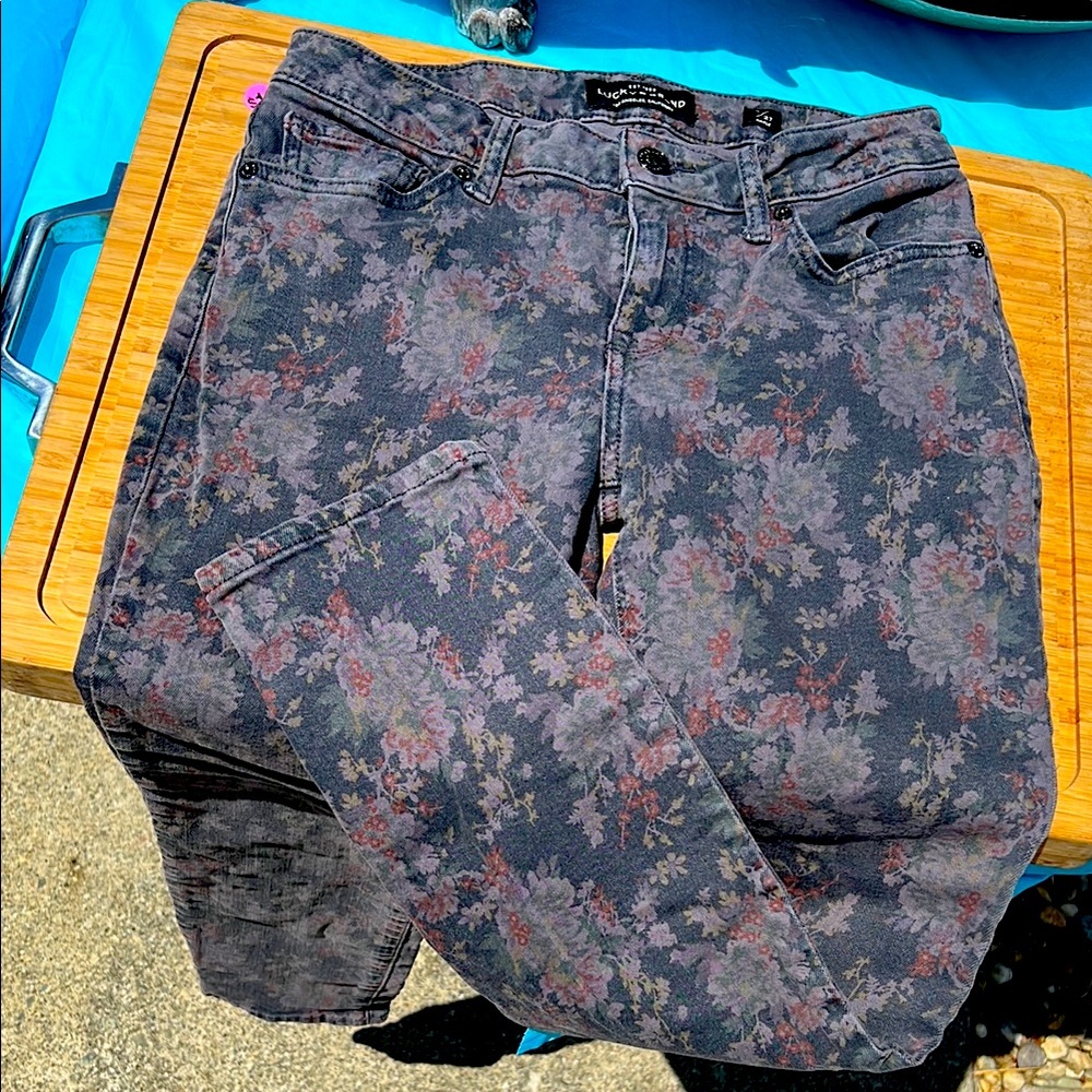 Lucky Brand Jeans Los Angeles est 1990 Gray Floral Patterned Lolita Skinny Jeans